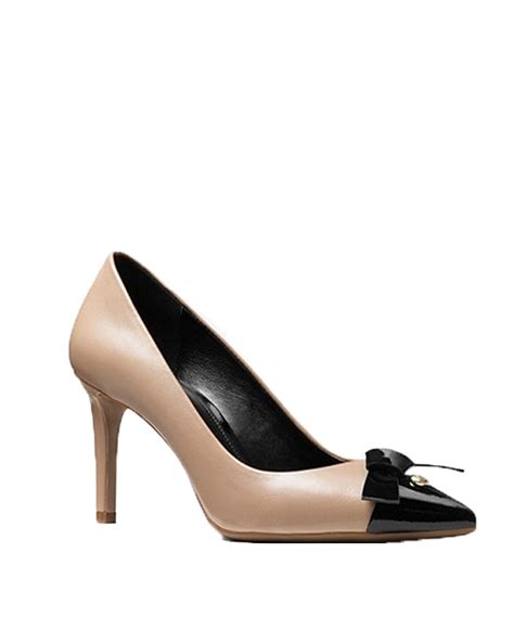 michael michael kors mellie leather cap-toe pump|michael kors mid pump.